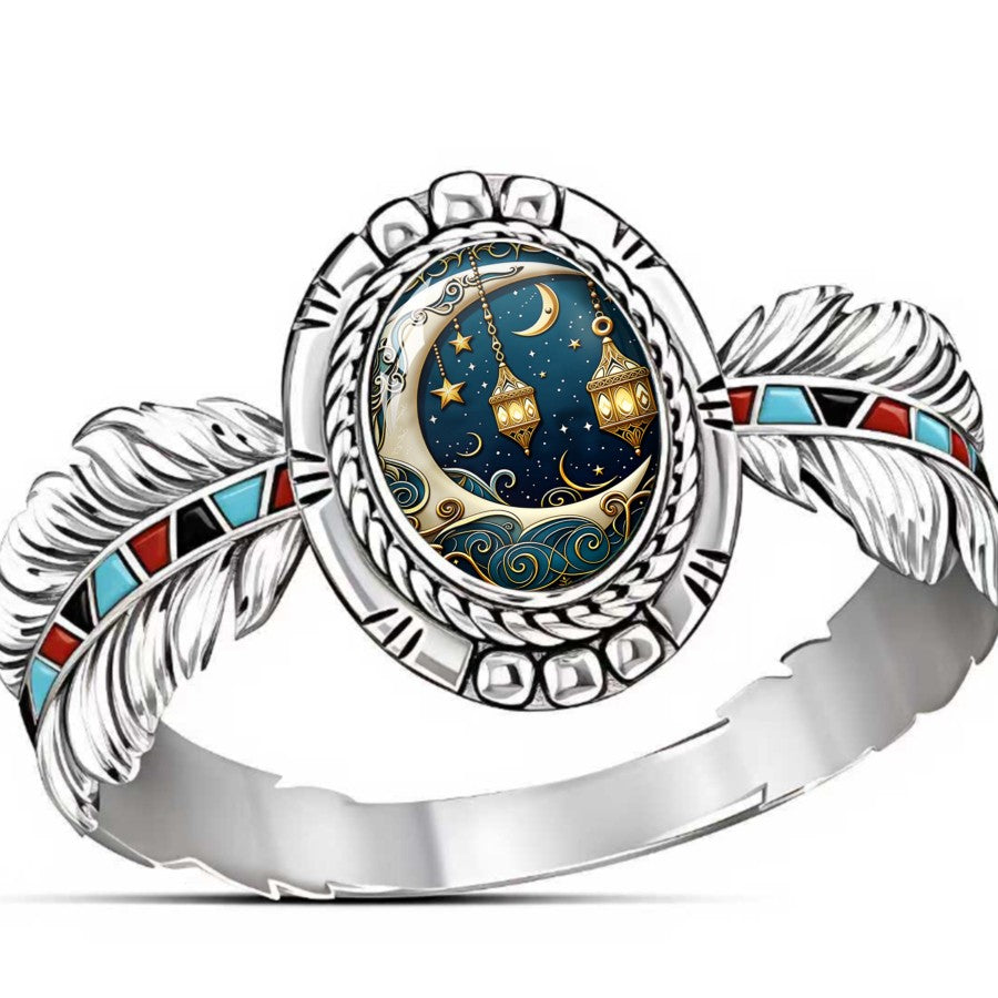 Crescent Moon Lantern Ring