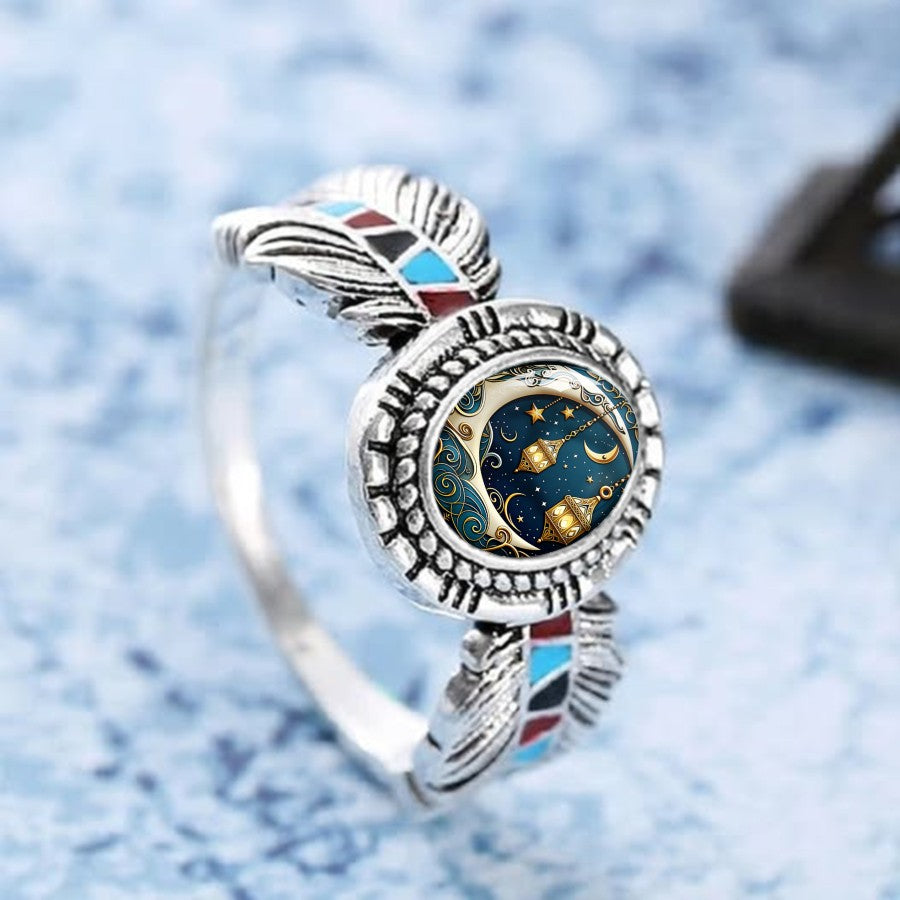 Crescent Moon Lantern Ring