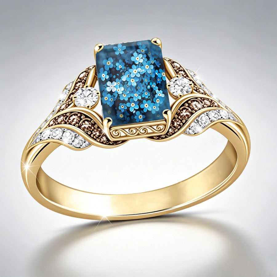 Blue Forget-Me-Not Square Ring