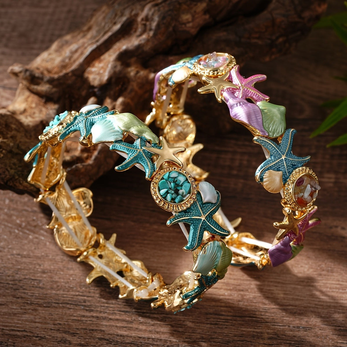 Starfish & Seashell Cuff Bracelet