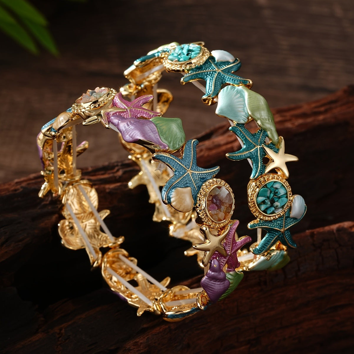 Starfish & Seashell Cuff Bracelet