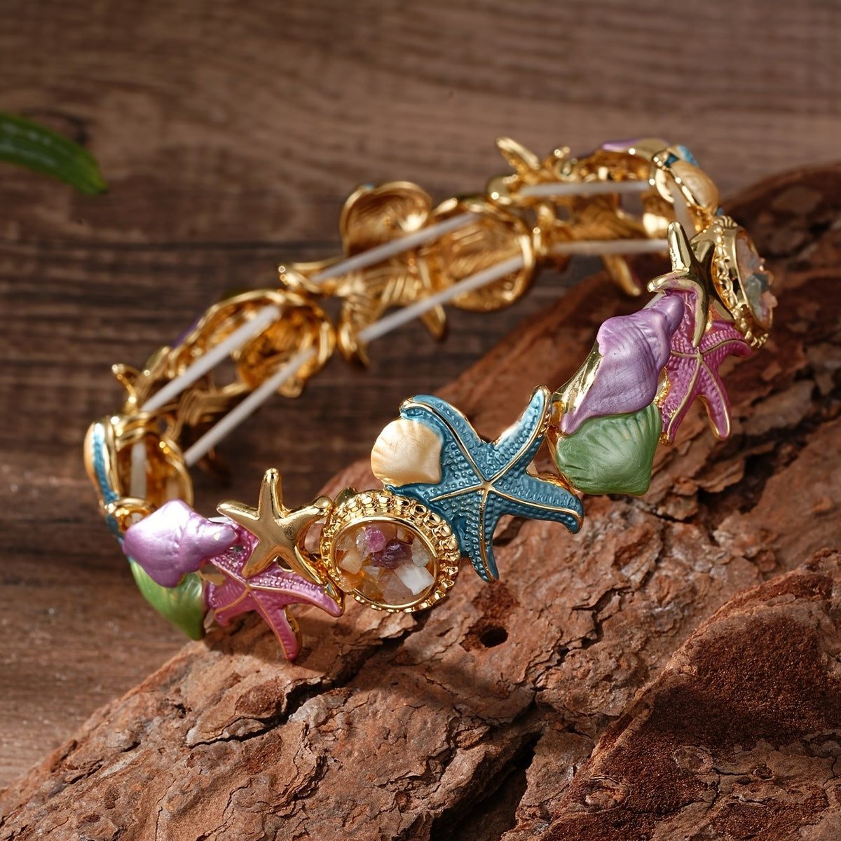 Starfish & Seashell Cuff Bracelet