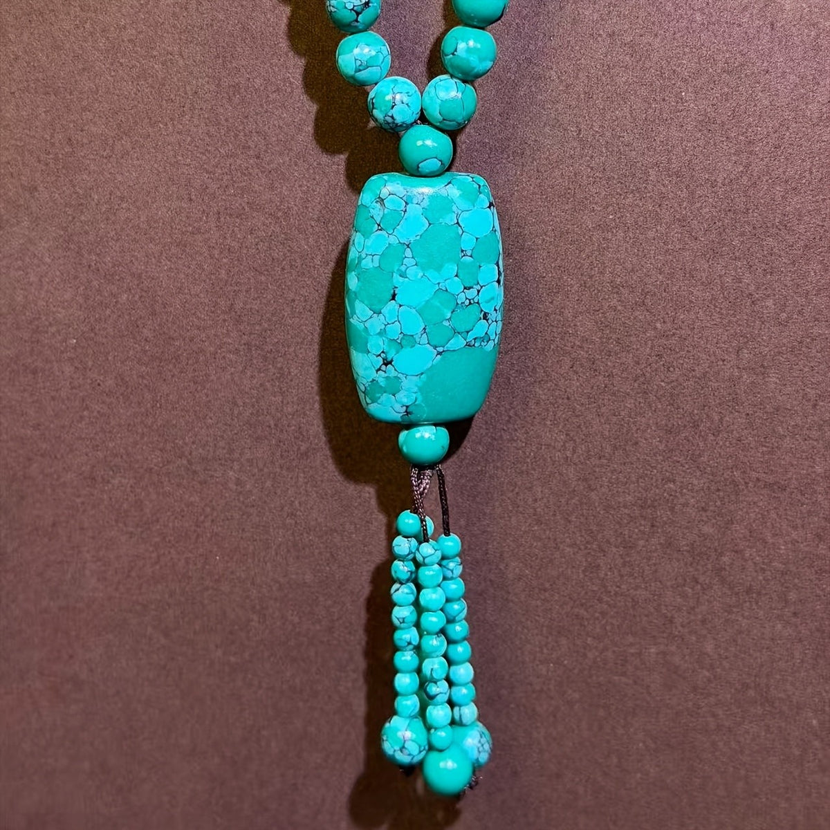 Turquoise Spiderweb Rectangle Necklace
