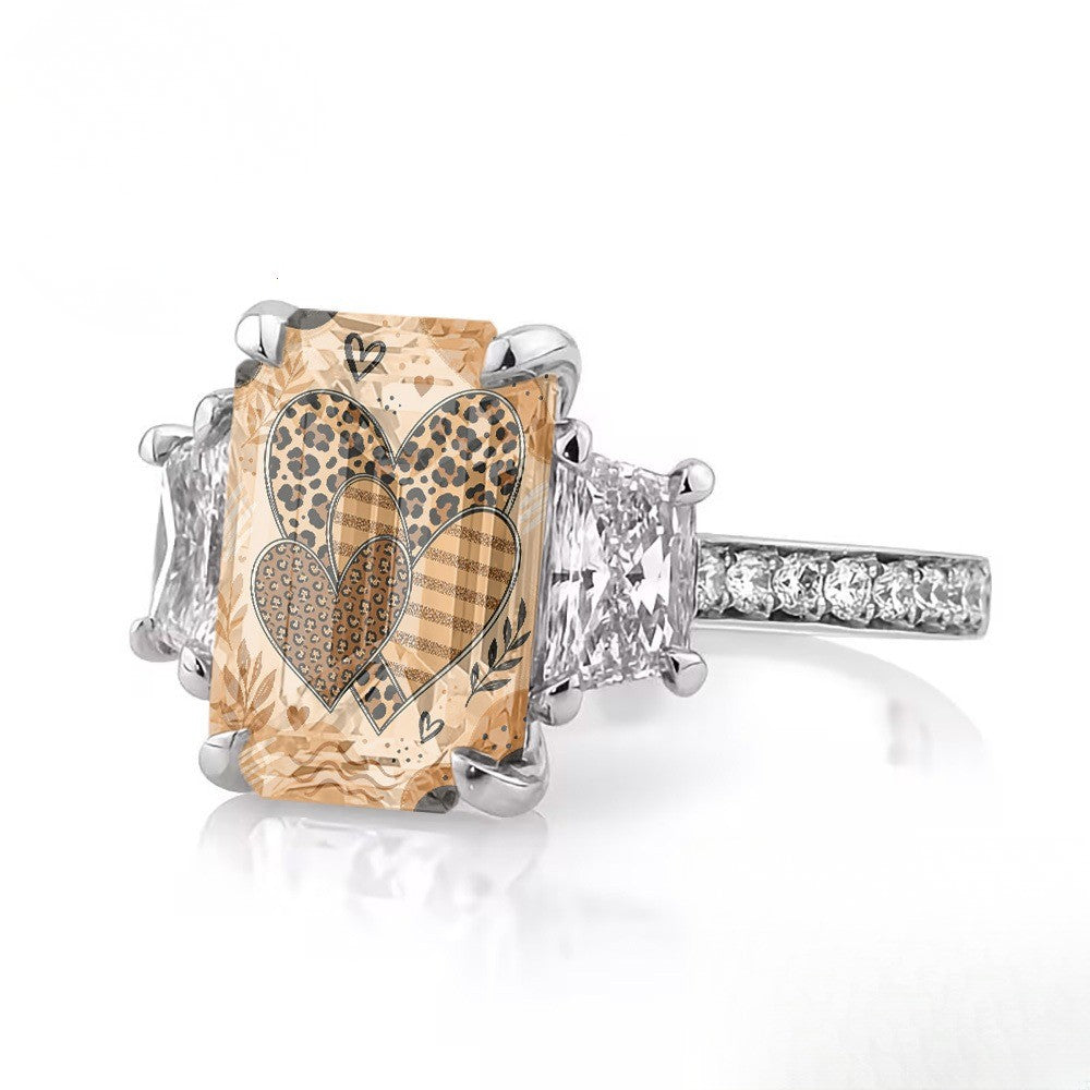 Her Leopard Heart Square Ring