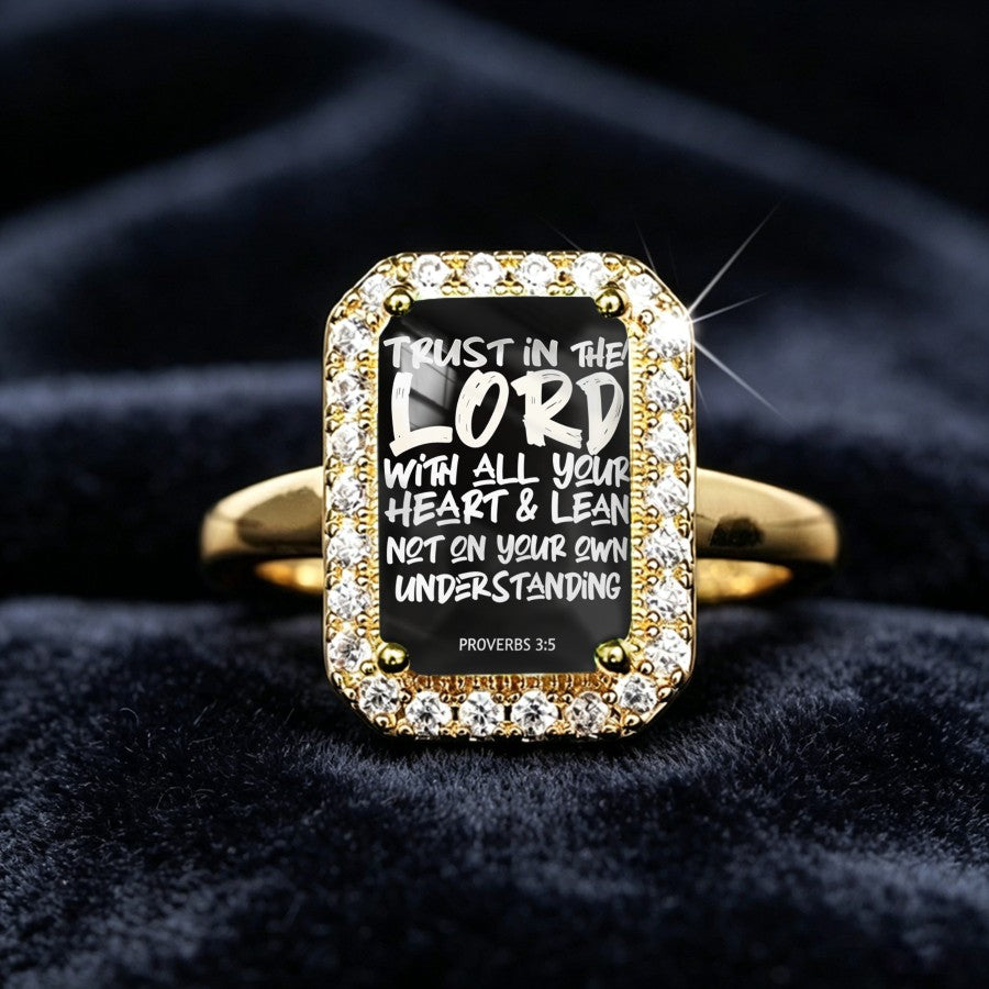 Proverbs 3:5 Rectangular Statement Ring