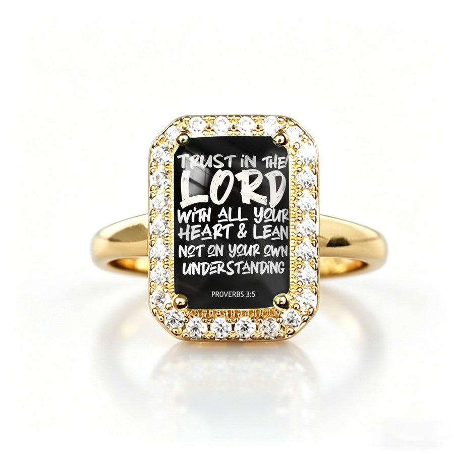 Proverbs 3:5 Rectangular Statement Ring