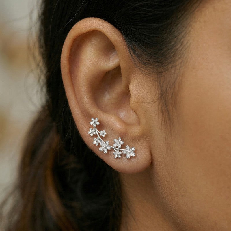 Floral Vine Cuff Earrings
