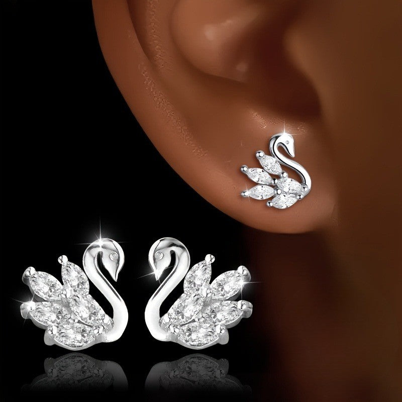 Crystal Swan Earrings