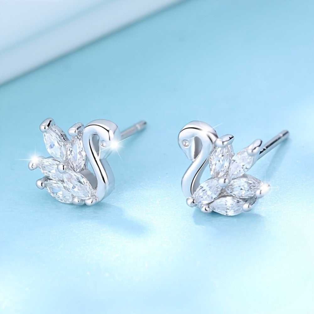 Crystal Swan Earrings