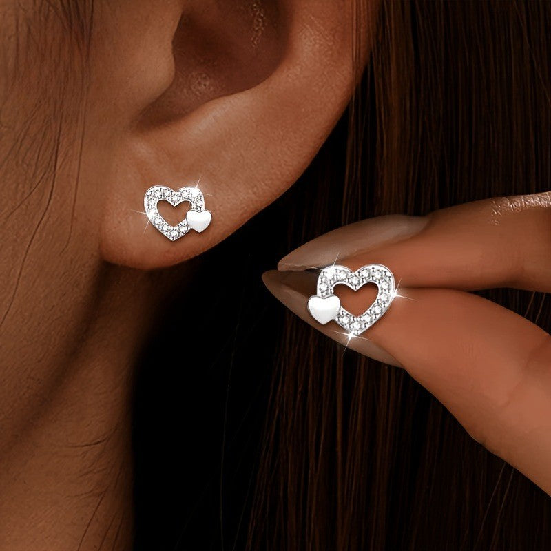 Crystal Open Heart Stud Earrings