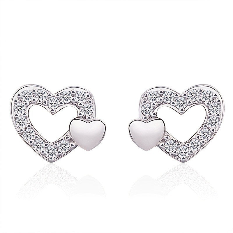 Crystal Open Heart Stud Earrings
