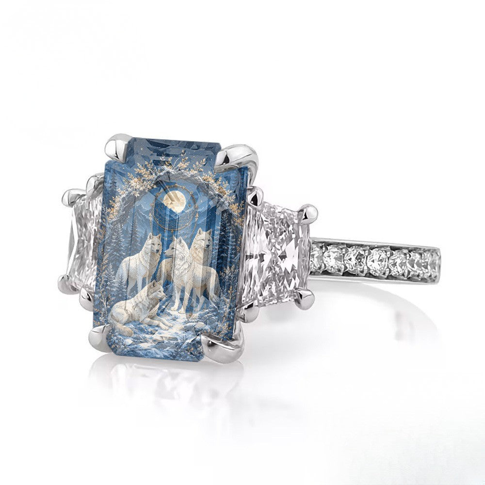 Winter Wolf Square Ring
