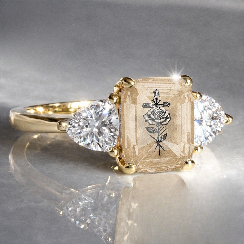Rose & Cross Rectangular Ring