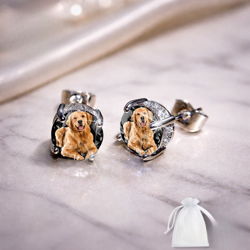 Golden Retriever Crystal Stud Earrings