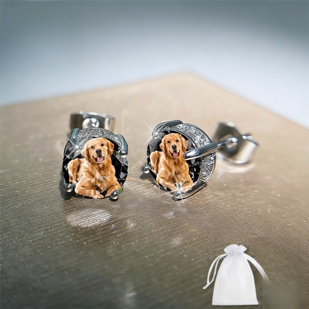 Golden Retriever Crystal Stud Earrings