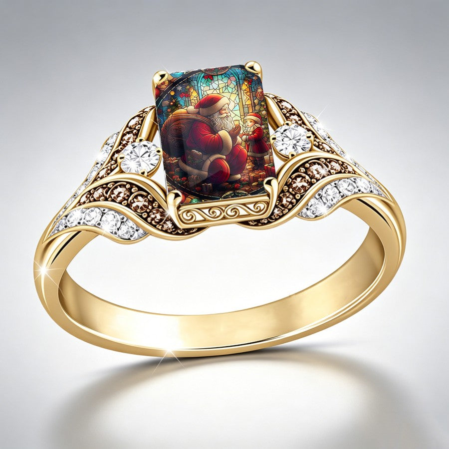 Stained Glass Santa Ring
