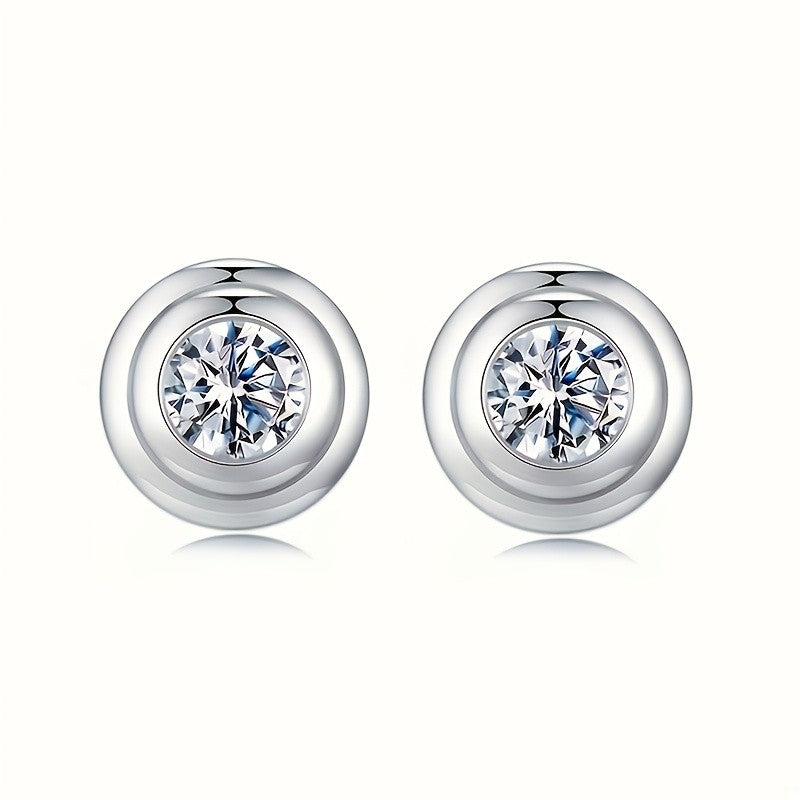 Round Cubic Zirconia Stud Earrings