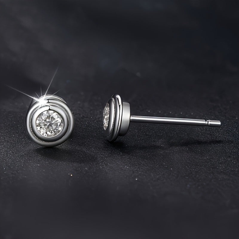 Round Cubic Zirconia Stud Earrings