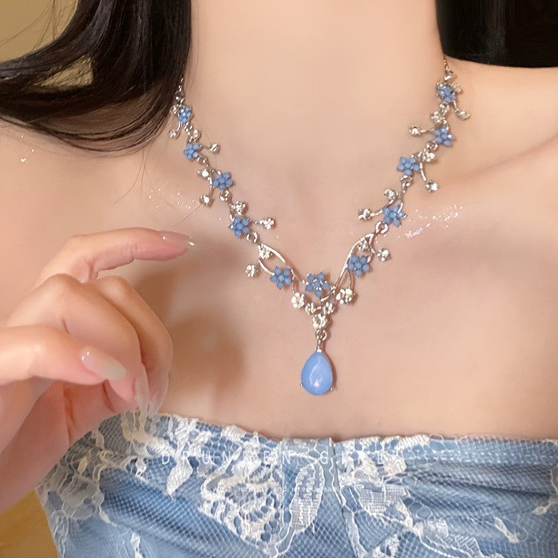 Blue Flower Vine Jewelry Set