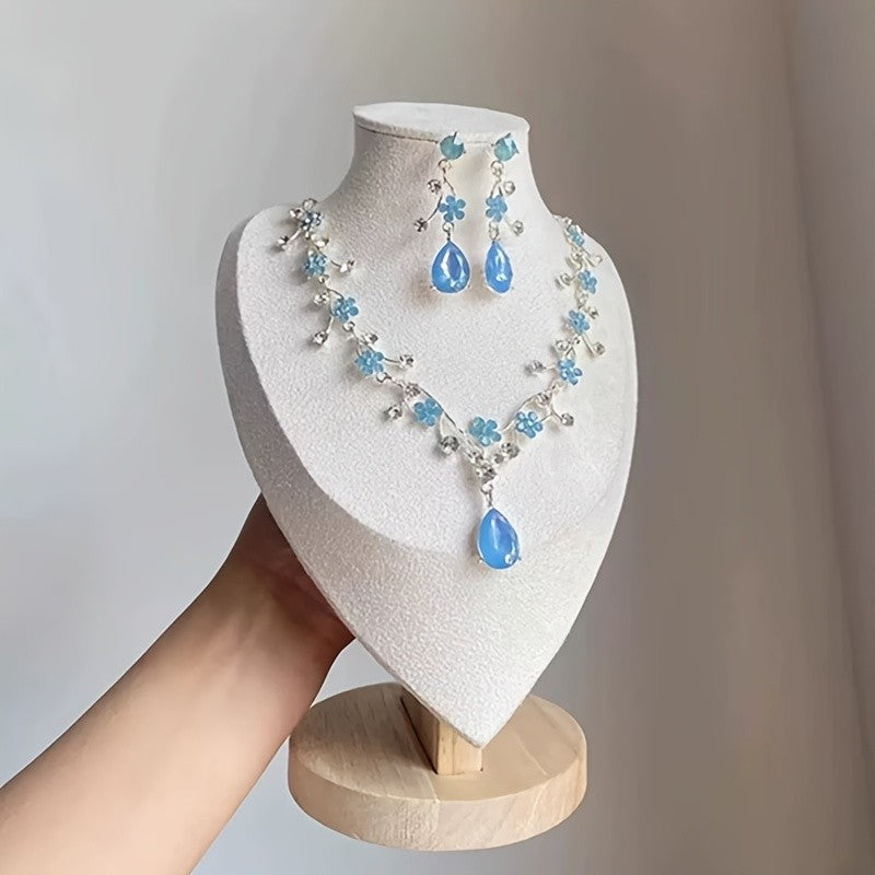 Blue Flower Vine Jewelry Set