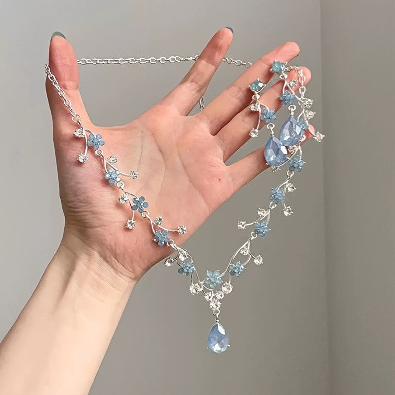 Blue Flower Vine Jewelry Set