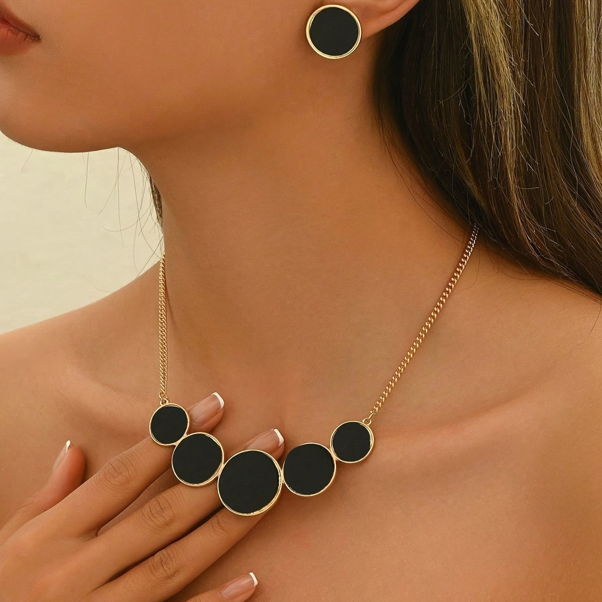 Leopard Disc Necklace & Earring Set