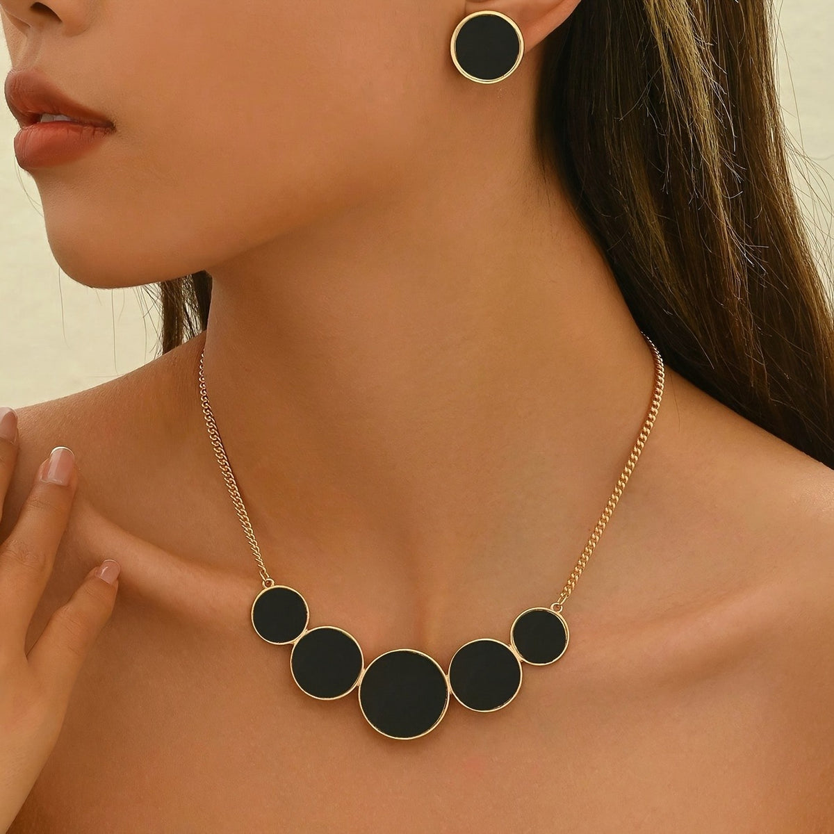 Leopard Disc Necklace & Earring Set