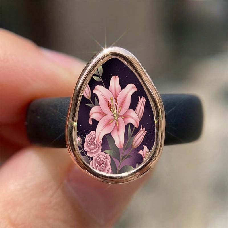 Pink Lily Floral Ring