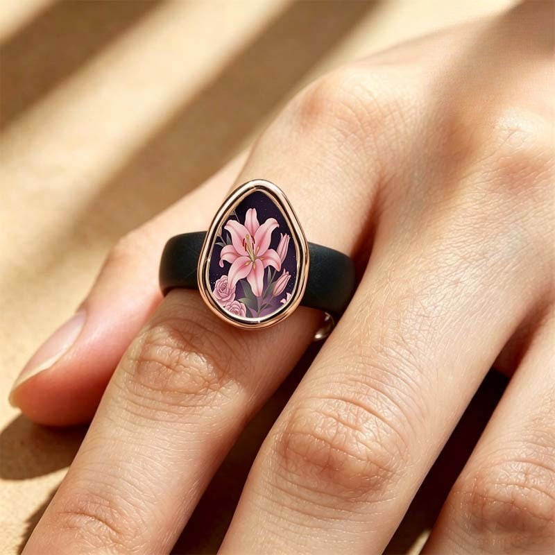 Pink Lily Floral Ring