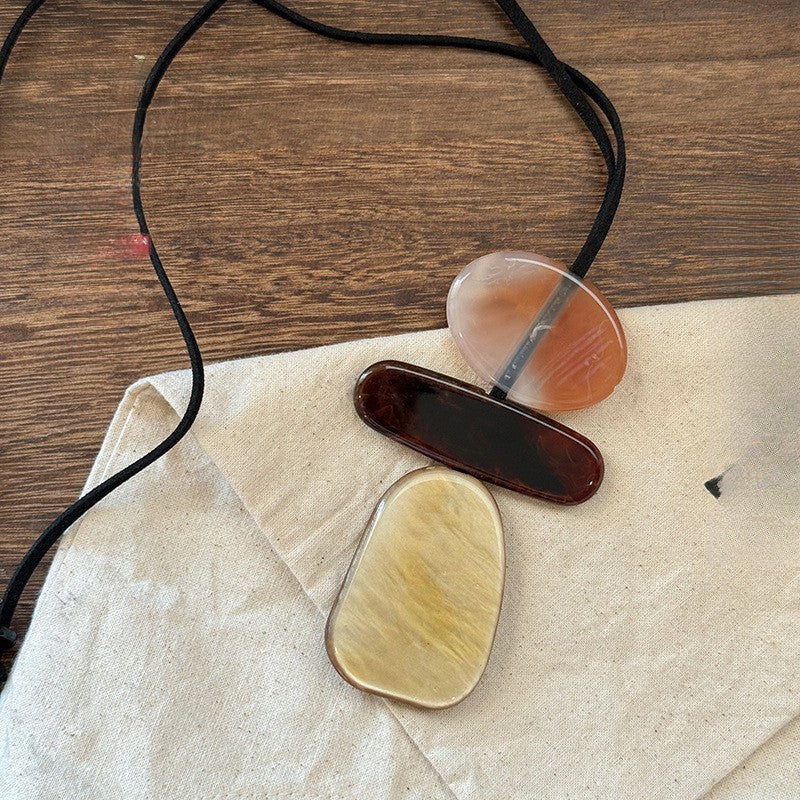 Stacked Acrylic Stone Pendant Necklace