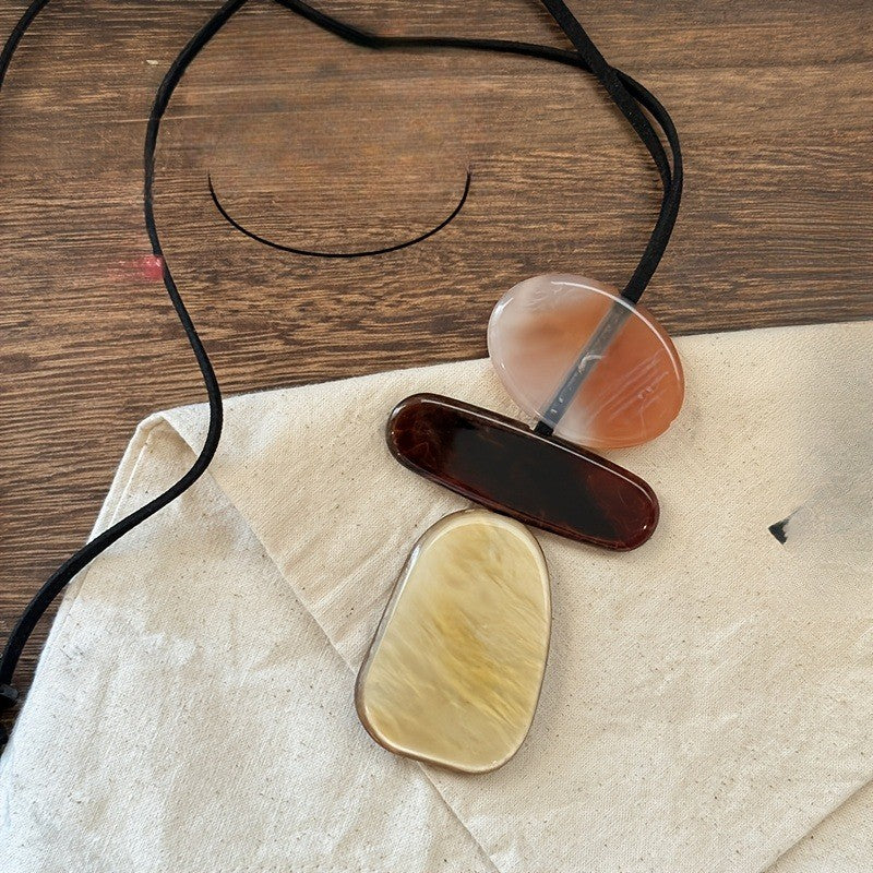 Stacked Acrylic Stone Pendant Necklace