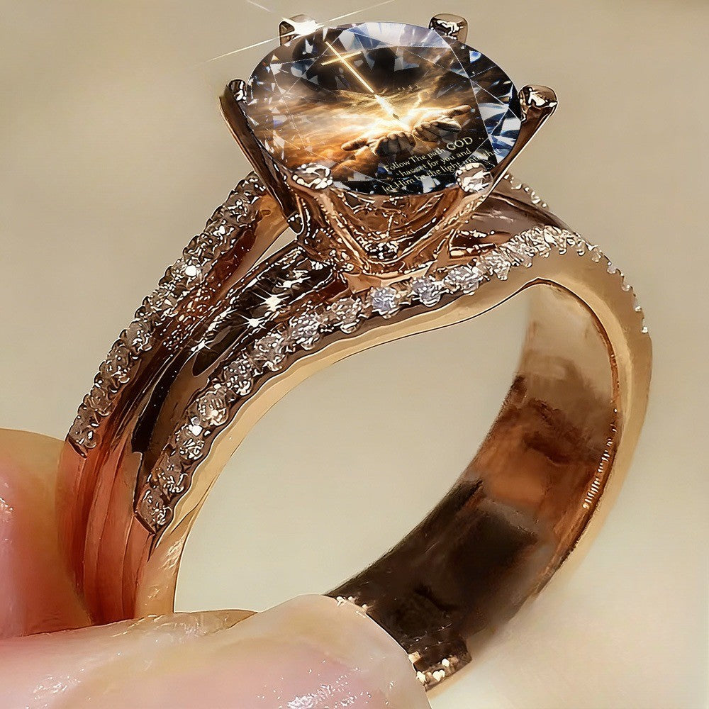 Rose Gold Split Shank Statement Ring