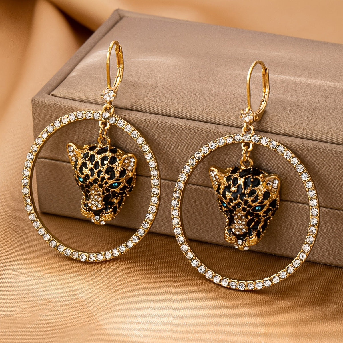 Leopard Head Circle Earrings