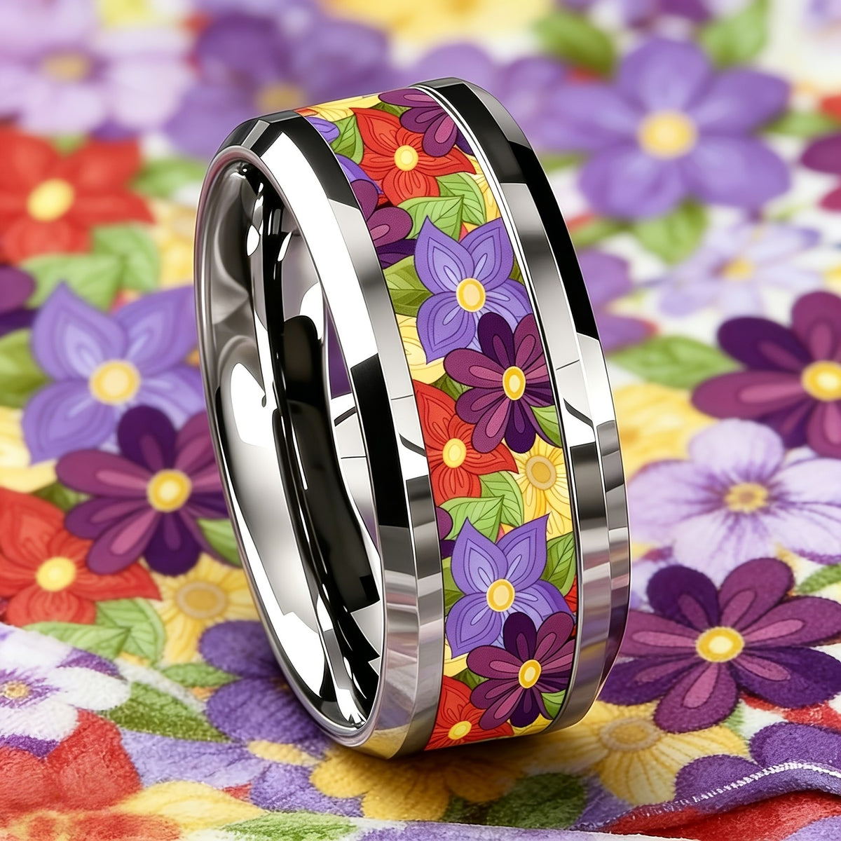 Multicolor Floral Inlay Ring