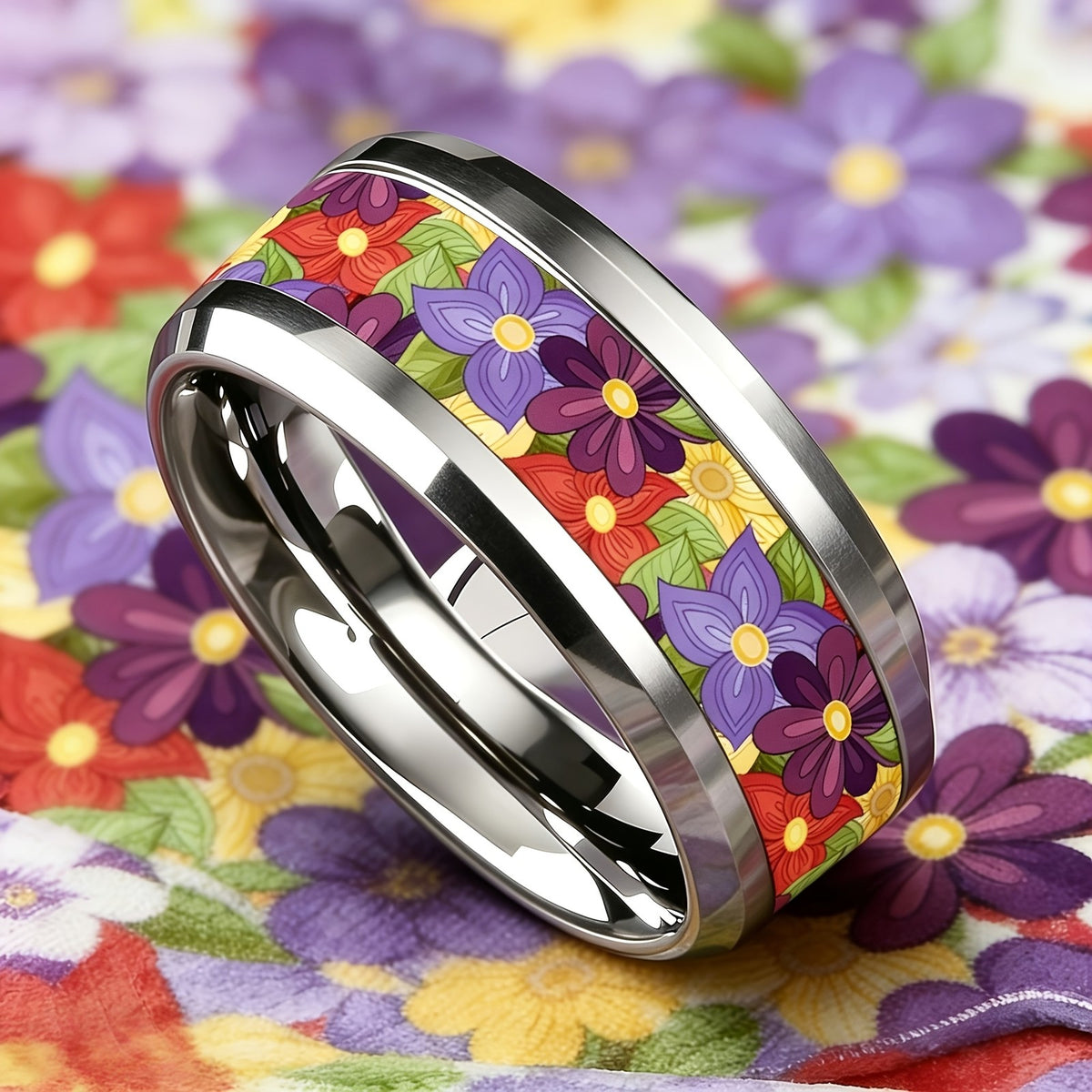 Multicolor Floral Inlay Ring