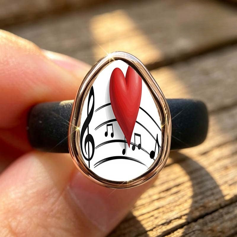 Musical Heart Teardrop Ring