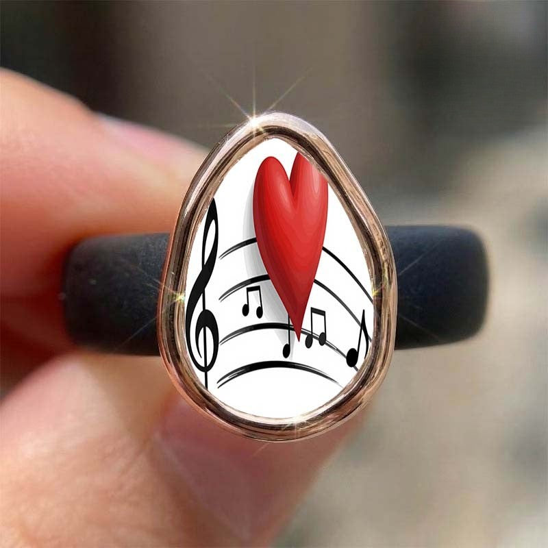 Musical Heart Teardrop Ring