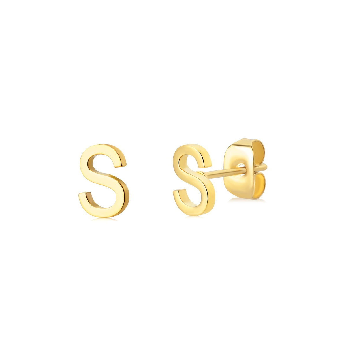 Block Letter Initial Stud Earrings