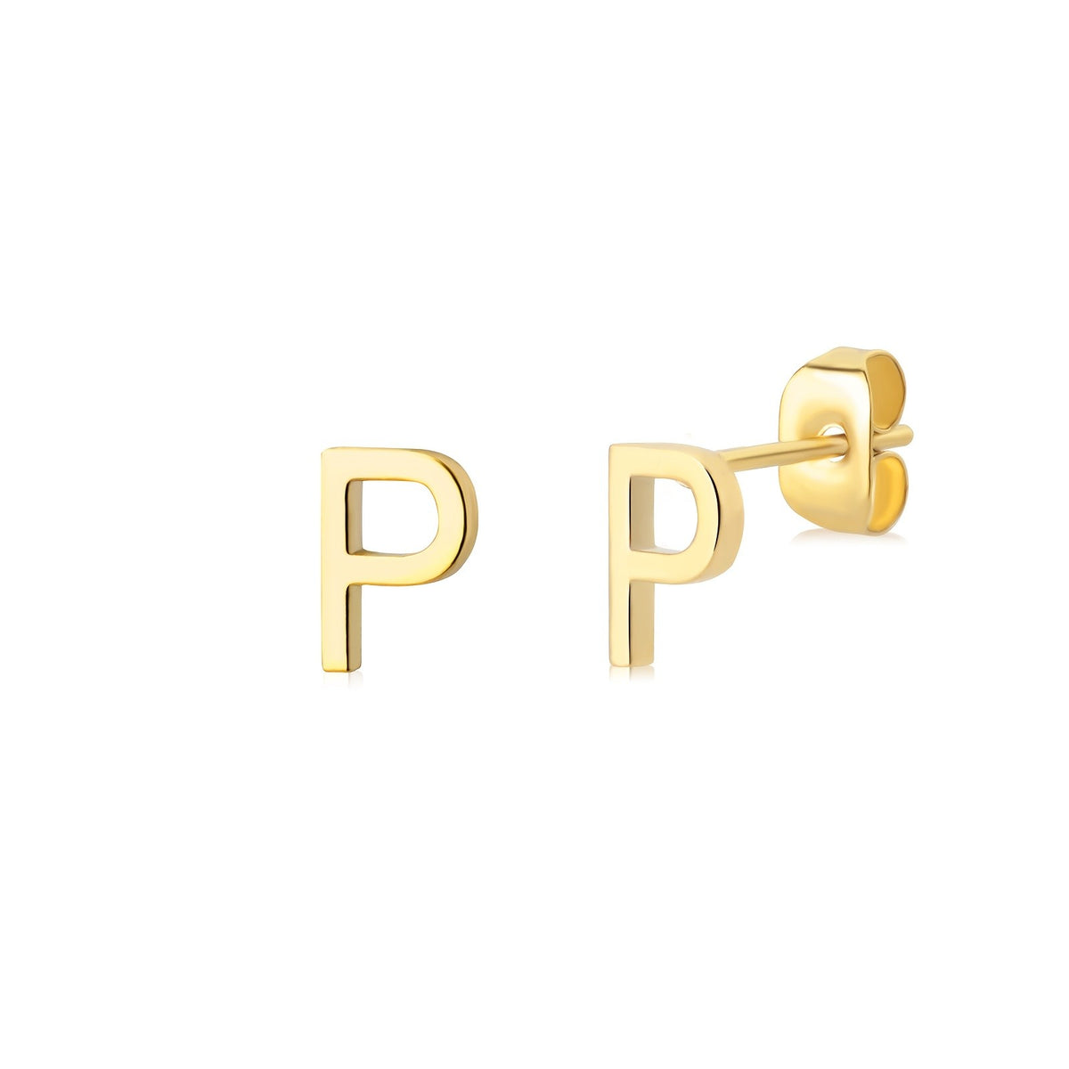 Block Letter Initial Stud Earrings