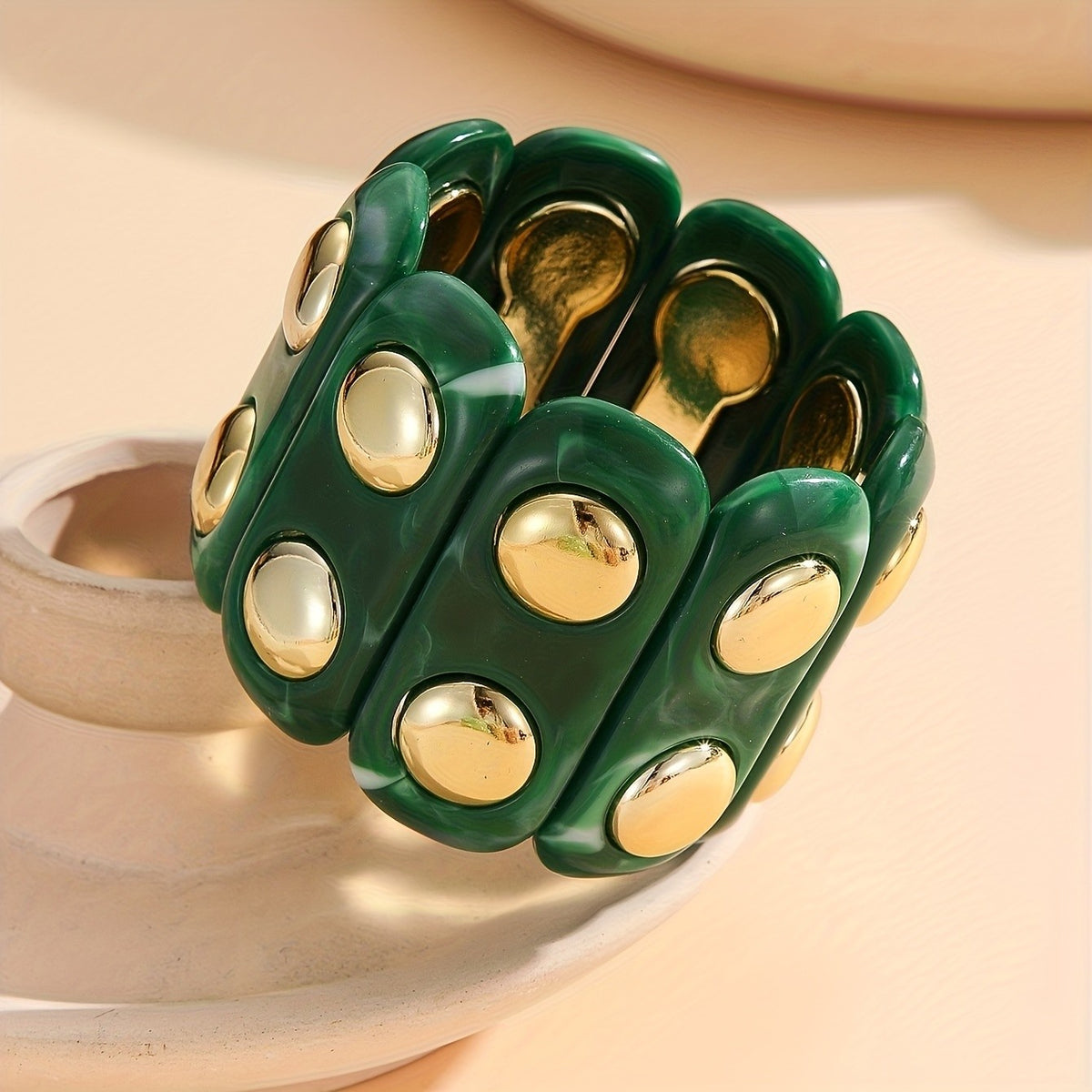 Pink Geometric Disc Bracelet