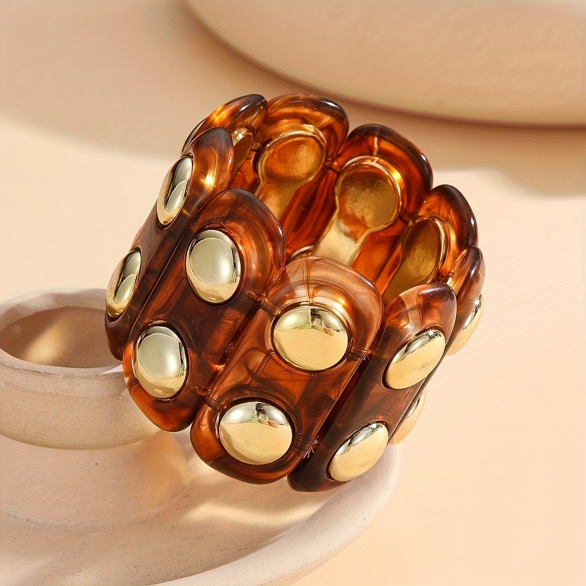 Pink Geometric Disc Bracelet