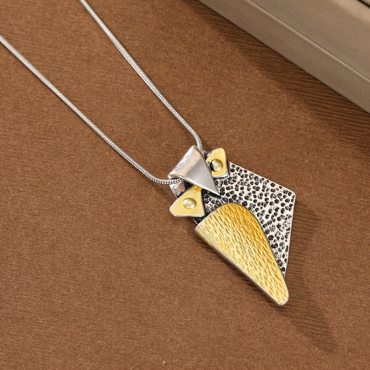 Two-Tone Textured Owl Necklace