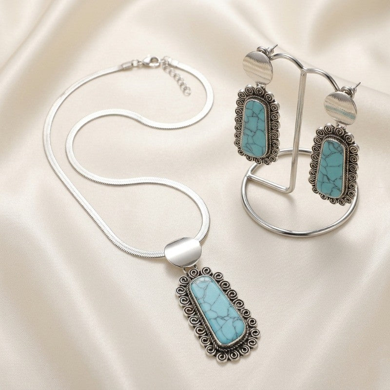 Turquoise Scrollwork Jewelry Set