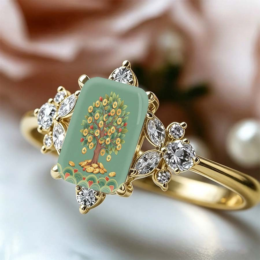 Money Tree Rectangle Ring