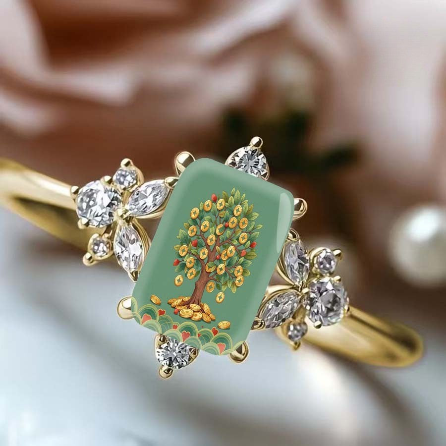 Money Tree Rectangle Ring