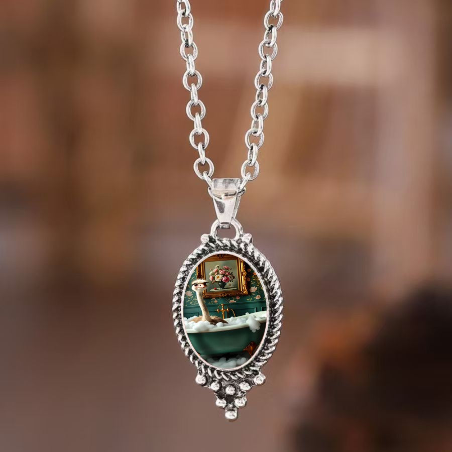 Ostrich Bathtub Oval Necklace