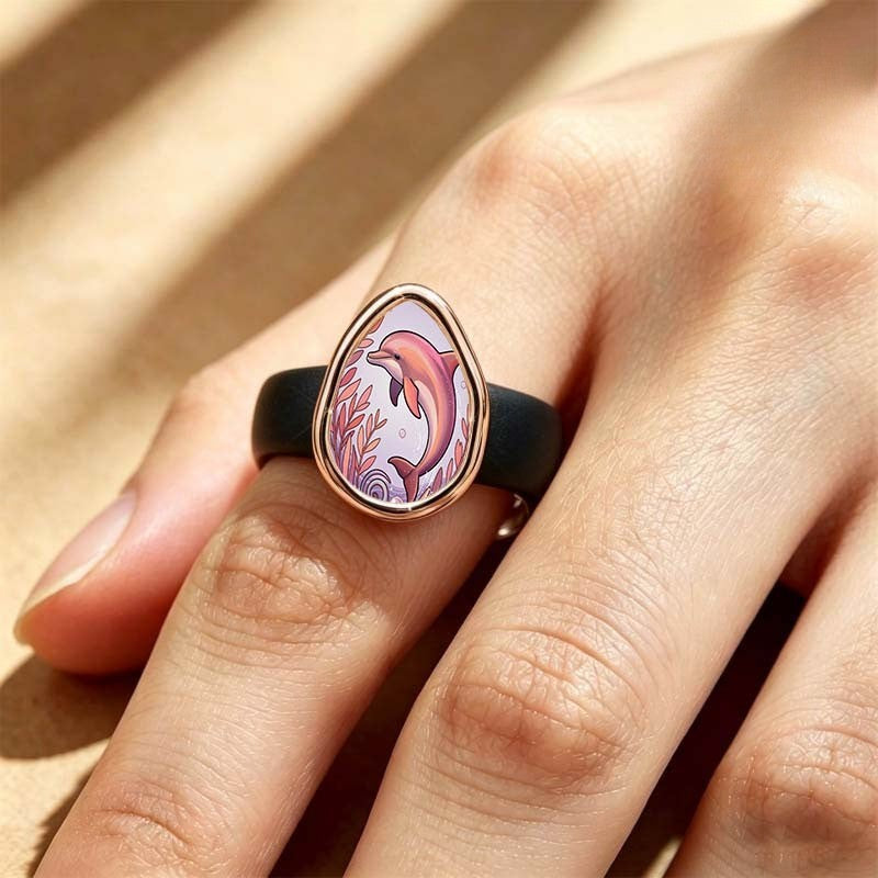 Pink Dolphin Teardrop Ring
