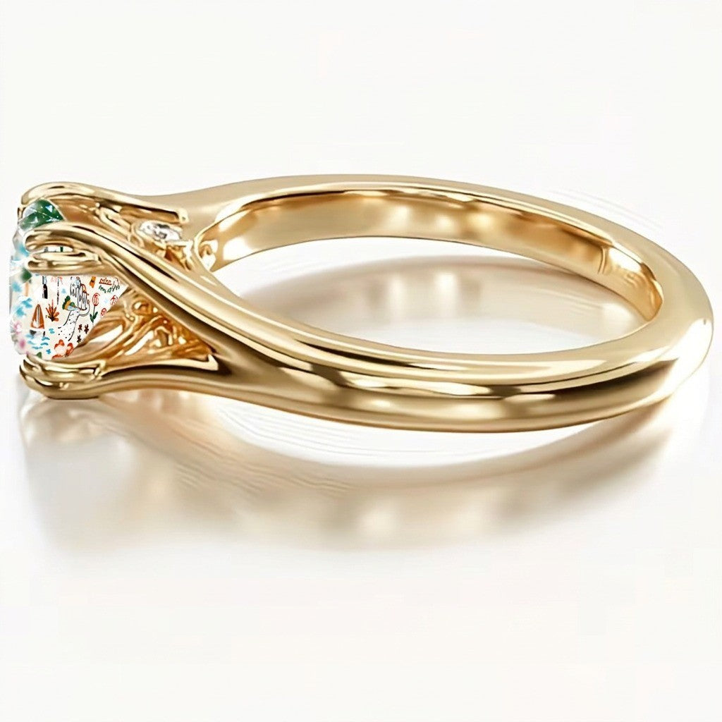 Seaside Village Scene Ring