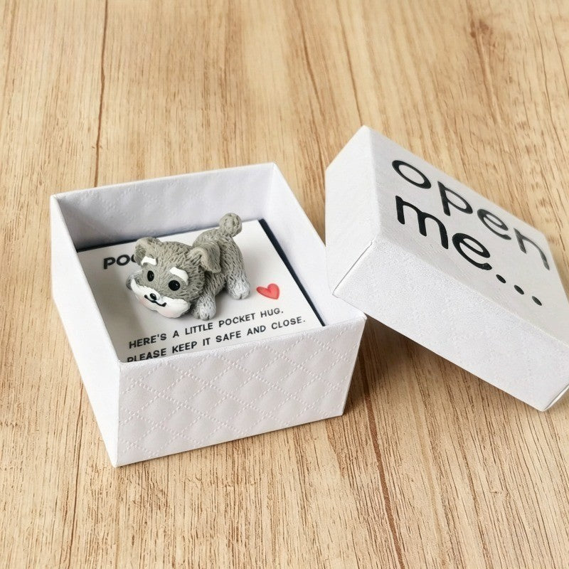 Grey Schnauzer Pocket Hug Figurine