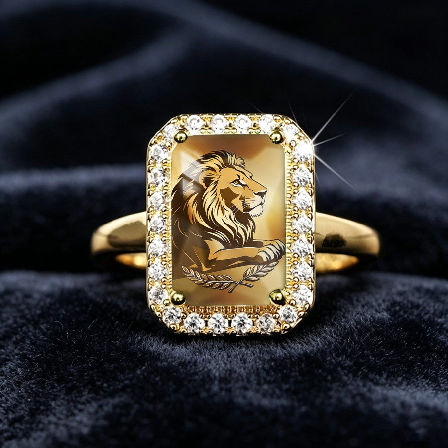 Lion Rectangular Statement Ring